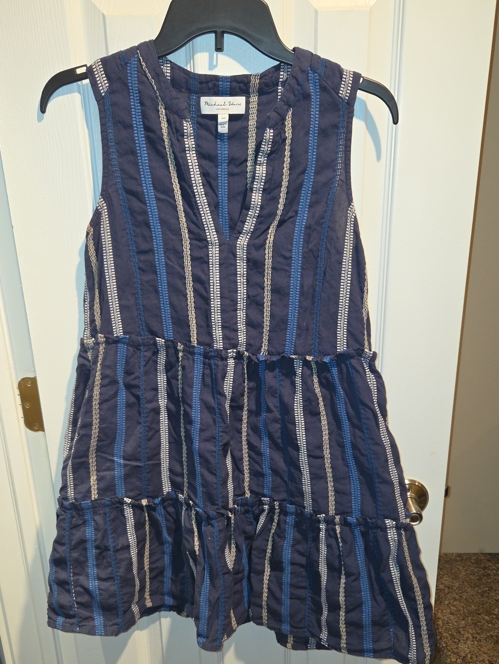 Michael Stars Annabelle Tiered Dress With Embroidered Stripes
